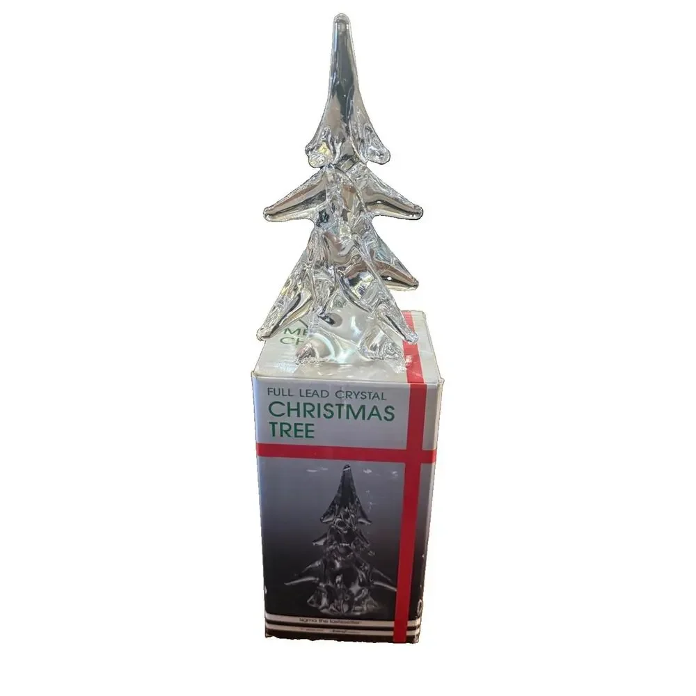 Vtg Sigma The Tastesetter Lead Crystal Christmas Tree Figurine 8” In Box 24%
